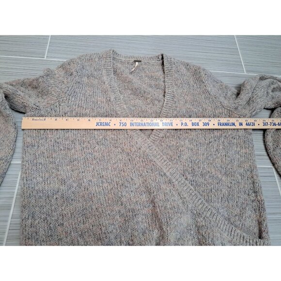 Free People Womens Wrap Knit Sweater Small Beige Bell Sleeve - Picture 6 of 9
